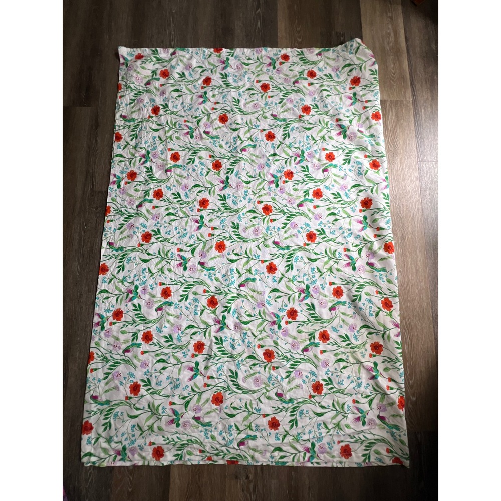 Kate Spade Tablecloth Home OS White Floral Hummingbird Botanical 83"x60